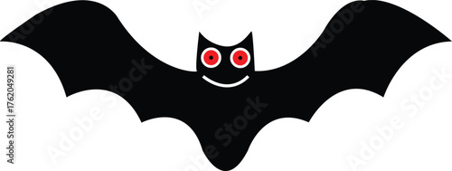 Cute bat clipart. Halloween character. Hand draw vector illustration in flat style