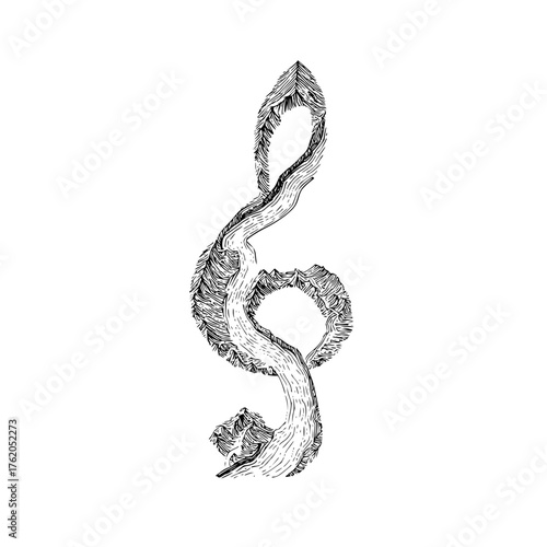 Treble clef music note vector illustration musical symbol hand drawn sketch style for music education 100 char