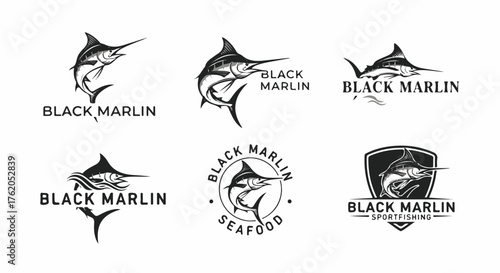 animal, ocean, nature, fish, sea, blue, illustration, atlantic, fishing, marlin, water, seafood, isolated, sword, symbol, catch, sport, design, wild, big, sailfish, saltwater, sign, emblem, background