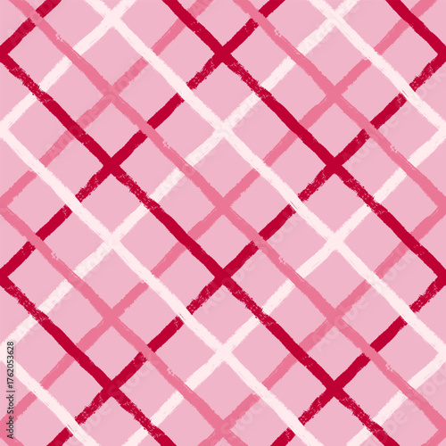 Pink stripe vector pattern, seamless hand paint lines background, diagonal striped concept for cute wrapping paper