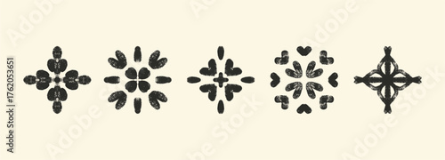 A set of snowflakes for winter design. Christmas and New Year's theme. Icy snowflake silhouettes.