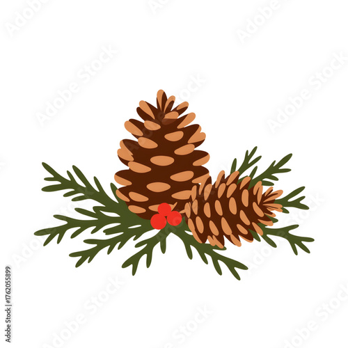 Beautiful pine cone decor on greenery, nature-inspired elegance