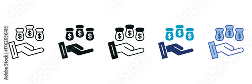 Commission Icon Set Consisting of Multiple Styles Vector Illustration