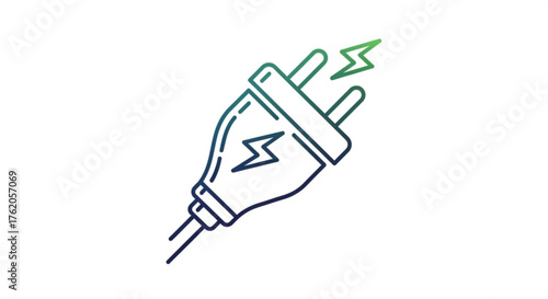 Electric plug line icon symbol of electricity, energy, connection, power, and technology vector illustration