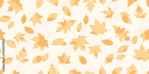 Autumn falling leafs vector pattern. Fall leaves seamless print