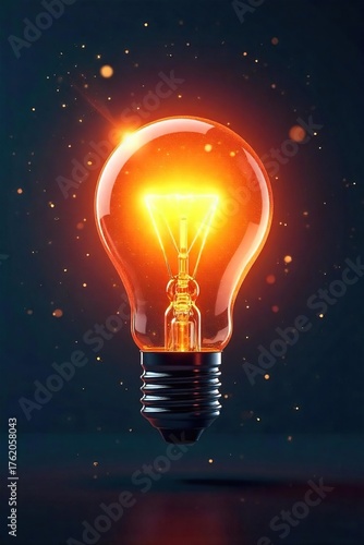 Glowing Light Bulb Radiating Innovation and Inspiration ? Perfect for Websites, Presentations, and Marketing