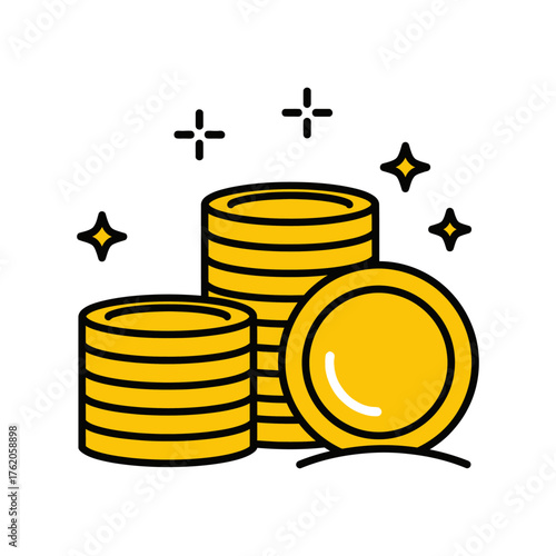 Stack of gold coin icon isolated on white background for finance and investment concept