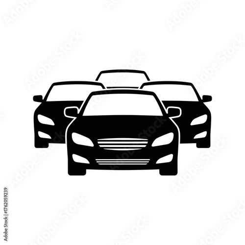 Car icon isolated on white background, group of vehicles, transportation concept, automobile