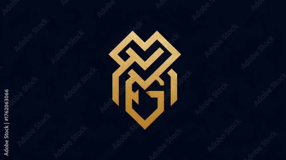 Fototapeta premium Golden metallic beer logo shaped like a hop flower on black background, luxury and premium branding design. Concept: Premium beer branding, elegant logo design, luxury brewery identity, and modern alc
