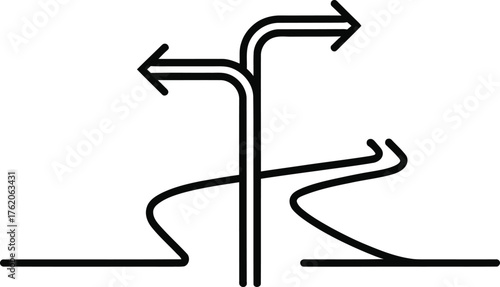 Multiple Arrows Showing Diverging Paths And Curves direction divergence