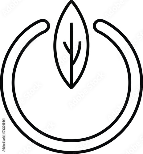 Power Button Symbol With Leaf Icon Outline vector illustration