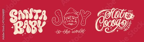 Merry Christmas and Happy New 2026 Year - cute hand drawn doodle lettering postcard. Hello 2026. Holly Jolly, Tis the season.