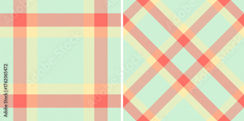 Two soft plaid patterns evoke spring style with their pastel hues. Versatile for textiles, digital designs, or backgrounds needing a touch of simple, cheerful elegance.