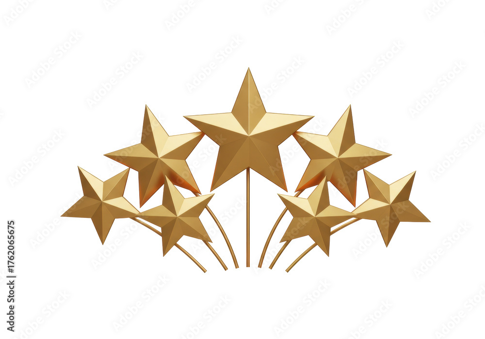 Fototapeta premium Golden star arrangement isolated on transparent background, decorative element for awards and celebrations PNG