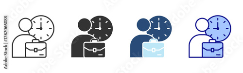 Office Hours Icon Set. Designed In Multi Style