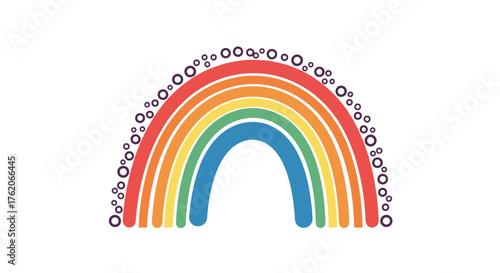 A charming rainbow with dotted edges evokes wonder and delight.