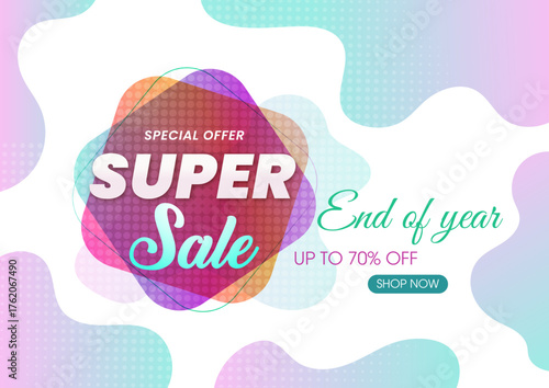 Year-end sales banner with colorful background vector file.