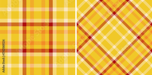 Vibrant yellow plaid patterns offer a warm, inviting feel. Perfect for textiles, backgrounds, or adding a touch of rustic charm to designs. Versatile  eyecatching.