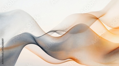 Soft waves of fabric intertwine in neutral shades creating a calming and abstract design in a serene setting