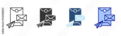 Mail Icon Set. Designed In Multi Style