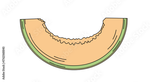 A refreshing slice of sweet cantaloupe fruit on a white background.