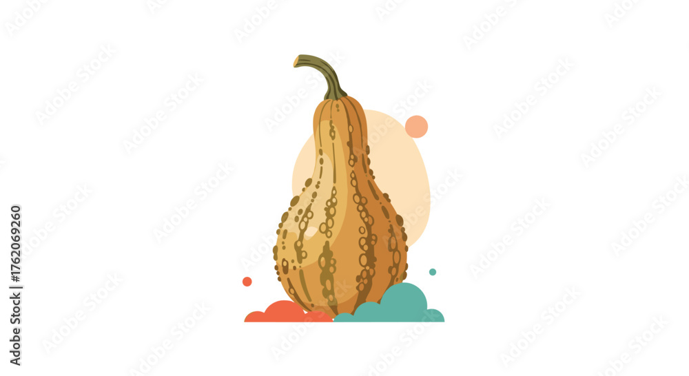 Obraz premium A unique elongated gourd with a bumpy skin sits on a white background.