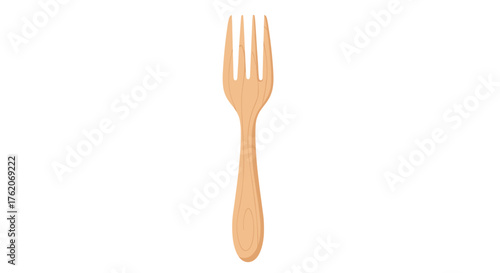 A simple wooden fork is shown against a white background.