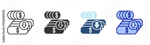 Deposit Icon Set. Designed In Multi Style