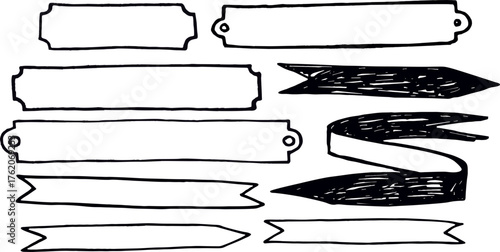 Hand drawn handmade, craft knitting ,ribbons and art labels