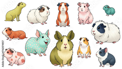 Adorable Fluffy Peruvian Guinea Pig Looking at Camera