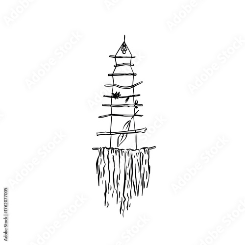 Witches ladder hand drawn in black.