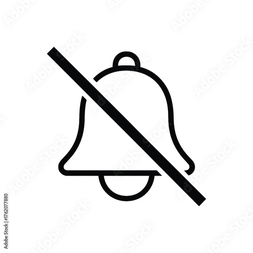 Mute Notification Icon with Bell Crossed Out in Black and White