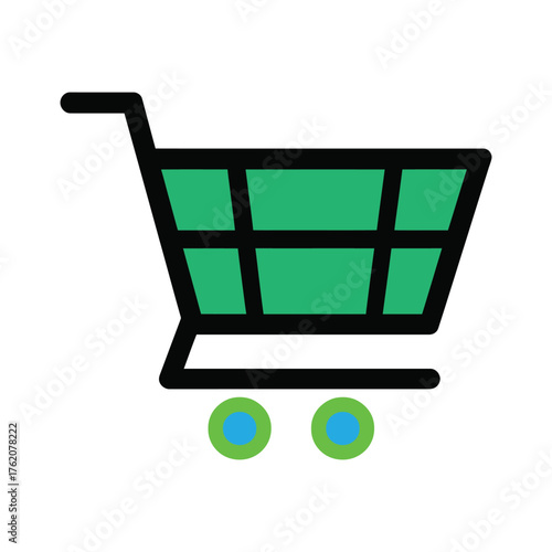 Vibrant Green Shopping Cart Icon Symbolizing Retail and Online Commerce