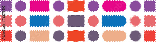 Sale stickers with zigzag edges and starburst price tags special offer silhouette. set of with zigzag frames edge red color silhouette scalloped scallop edge shape 