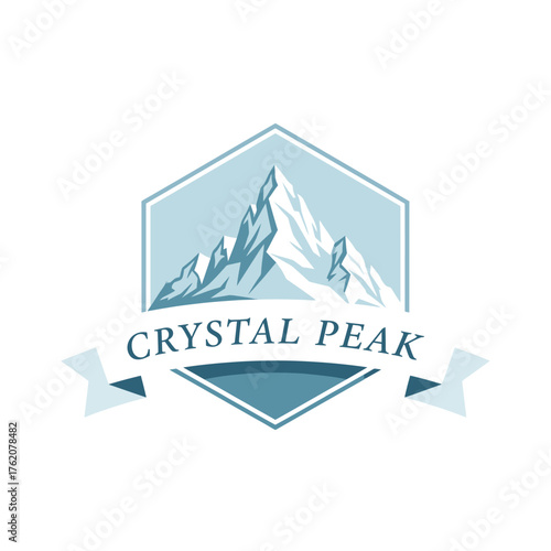 Hexagon Crystal Peak Mountain Adventure Logo