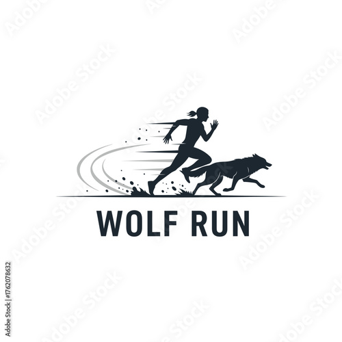 Wolf Run Woman Trail Running Silhouette