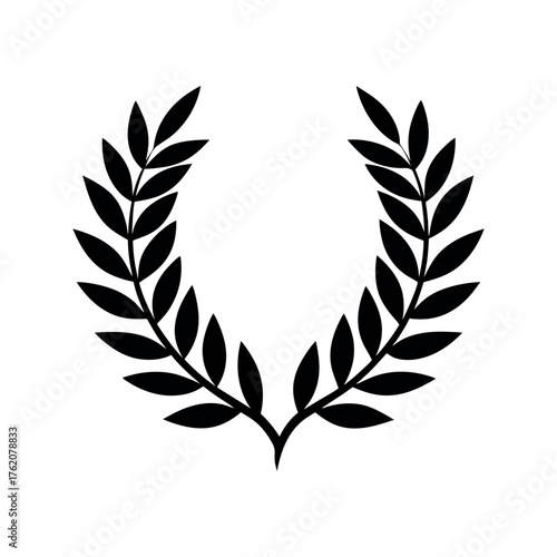 Black Laurel Wreath Silhouette Vector Symbol for Awards and Victory