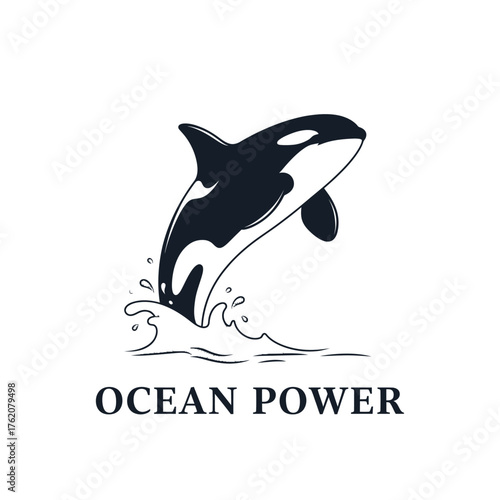 Majestic Killer Whale Ocean Power Logo
