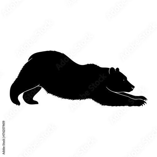 Black bear stretching forward silhouette animal