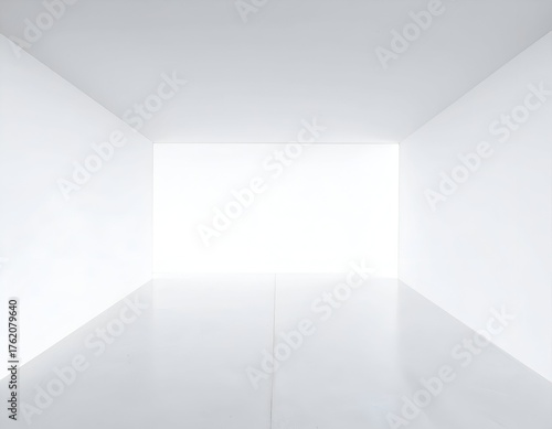Wallpaper Mural Abstract, minimalist, white room perspective. Walls and floor converge towards light Torontodigital.ca