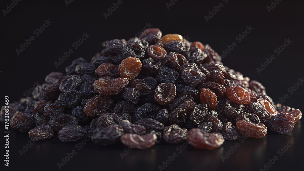 Fototapeta premium raisins pile background, food, snack
