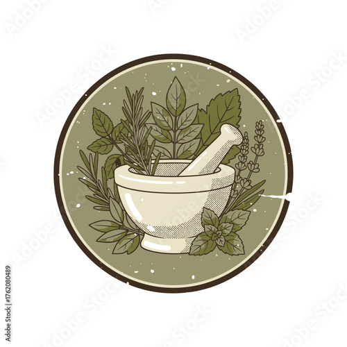 Vintage Herbal Medicine Mortar and Pestle Icon