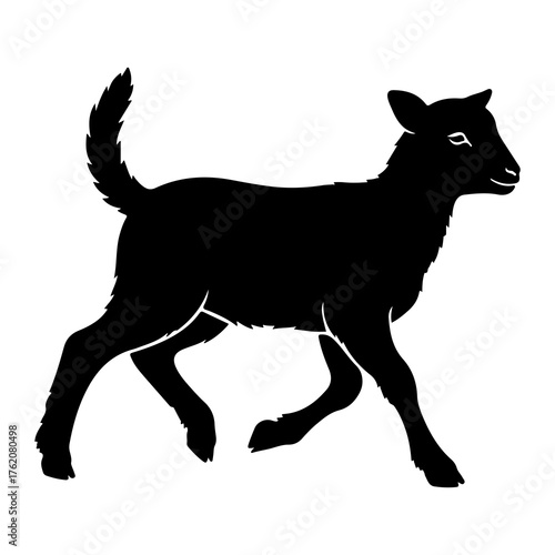 Black lamb silhouette running white