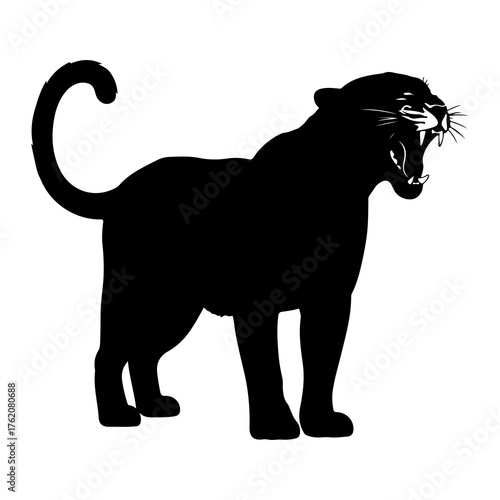 Black panther roaring silhouette animal wild cat
