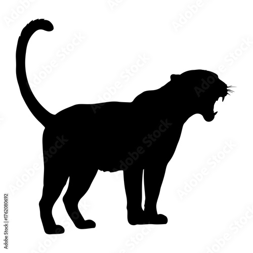 Black panther roaring silhouette animal