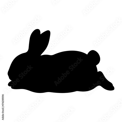 Black rabbit silhouette in motion white animal