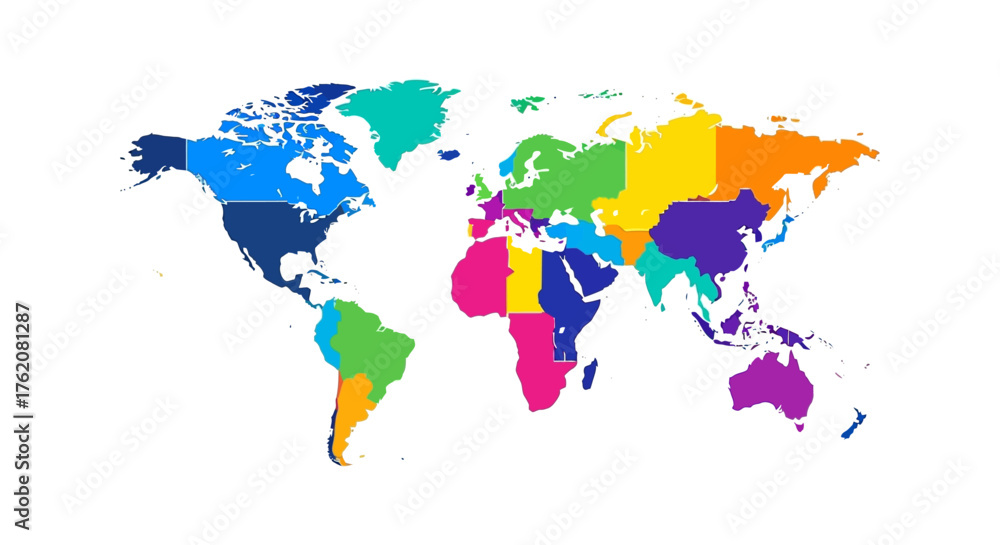 Fototapeta premium world map illustration showing different countries displaying global regions useful for geography education and international business infographics