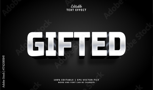 Gifted Editable Text Effect Style 3d Luxury Silver