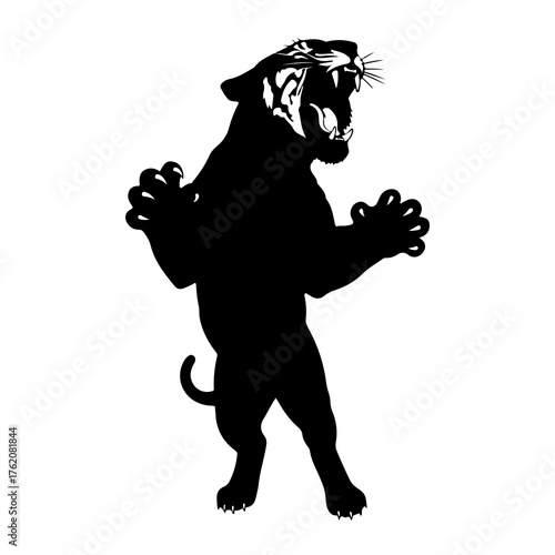 Black tiger roaring aggressive stance silhouette