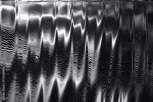 Black and White Abstract Wavy Lines and Reflections on a Textured Surface image photo